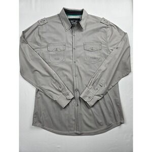 Drill Clothing Company Men's Gray Long Sleeve Button Up Shirt Size Large